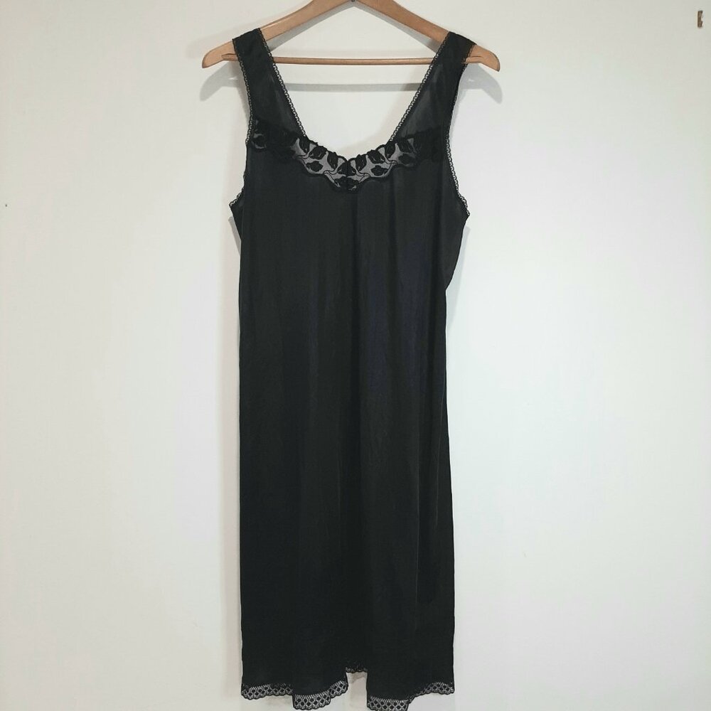 Vintage embroidered applique lace 70's retro glam old money slip nightgown dress - Picture 4 of 15